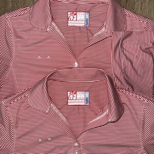 Lot Of 2 Oobe Chickfila Hydro Chill Polo Women's Medium Red White Striped